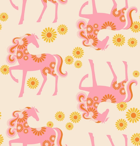 Canvas Leinen - Melody Miller - Carousel - Canvas Natural - Carousel Horse Canvas Novelty Horses Vintage Retro